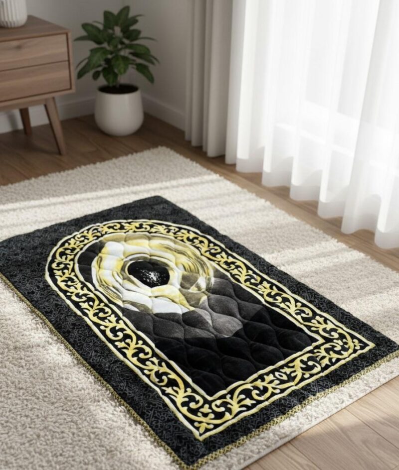 Black Kaaba Velvet Prayer Mat – Jumbo