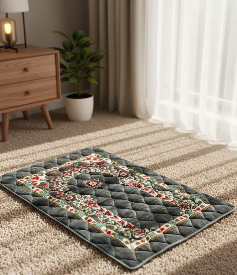 Grey Floral Arch Velvet Prayer Mat – Jumbo