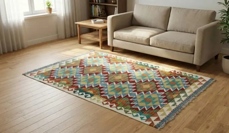 Vibrant Multicolor Tribal Kilim Rug (5x3.4 ft)